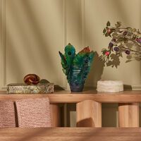 daum fleur de paon vase medium green