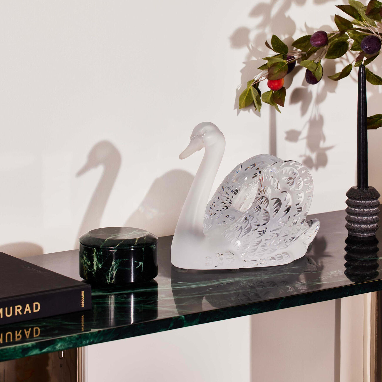 lalique swan head up sculpture small clear