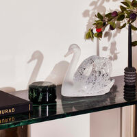 lalique swan head up sculpture small clear