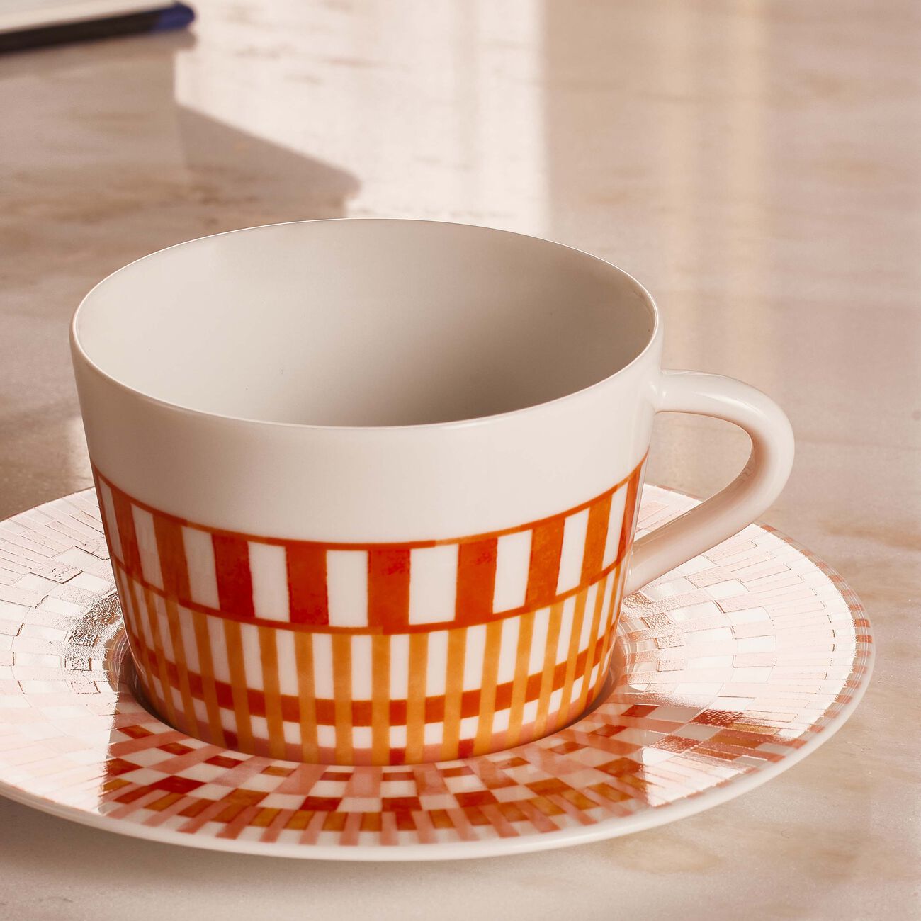 bernardaud terra rosa tea cup saucer orange