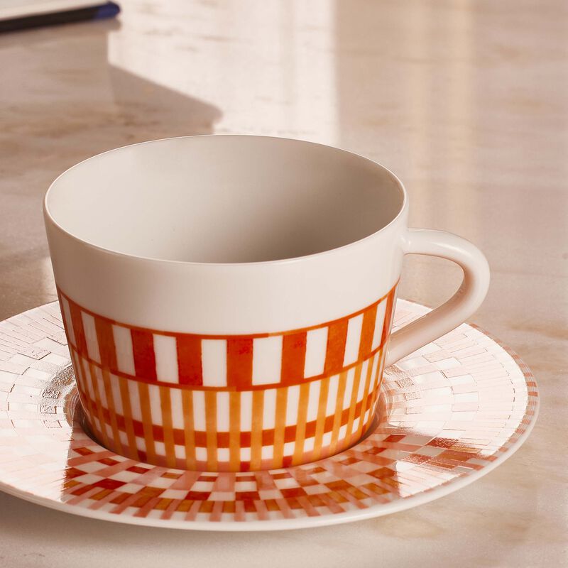 bernardaud terra rosa tea cup saucer orange