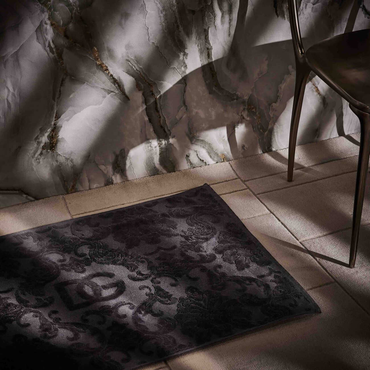 dolce gabbana casa terry cotton bath mat black