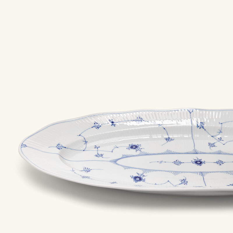 royal copenhagen blue fluted plain serving plate oval white 60cm