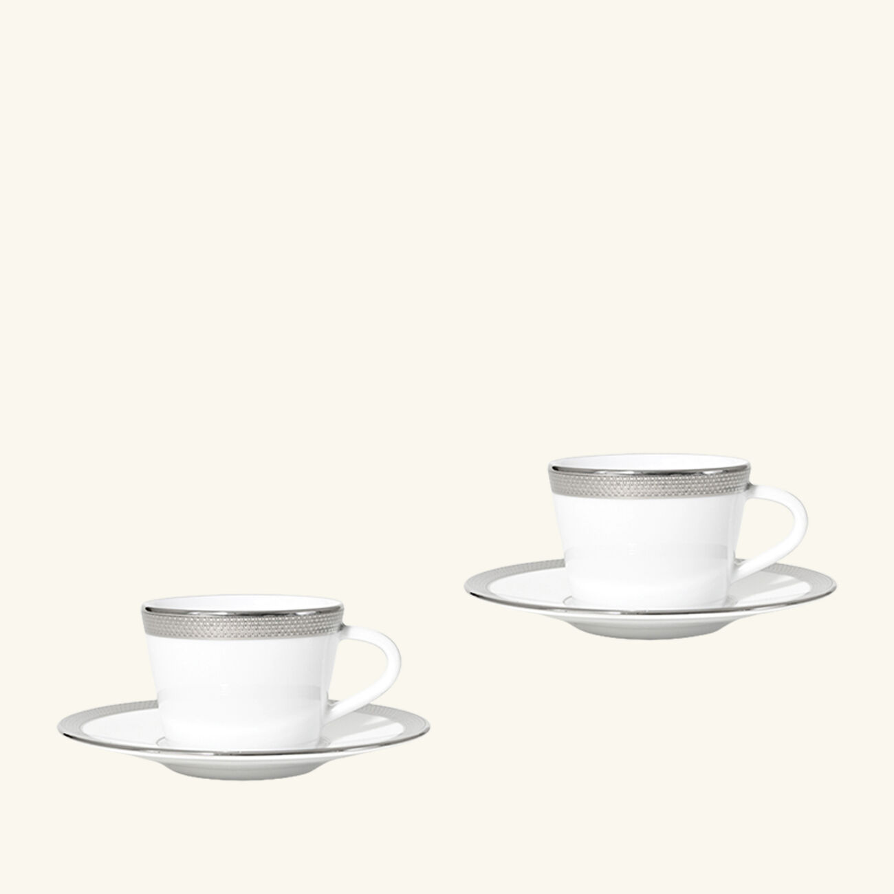 Maille Platine Moka Coffee Cup & Saucer Set Of 2 White bernardaud maille platine moka coffee cup saucer set of 2 white