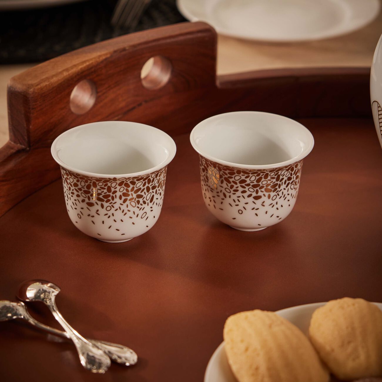 Tamrah Dates Spread Bottom Arabic Coffee Cup Gold Set of 2 silsal tamrah dates spread bottom arabic coffee cup gold set of 2