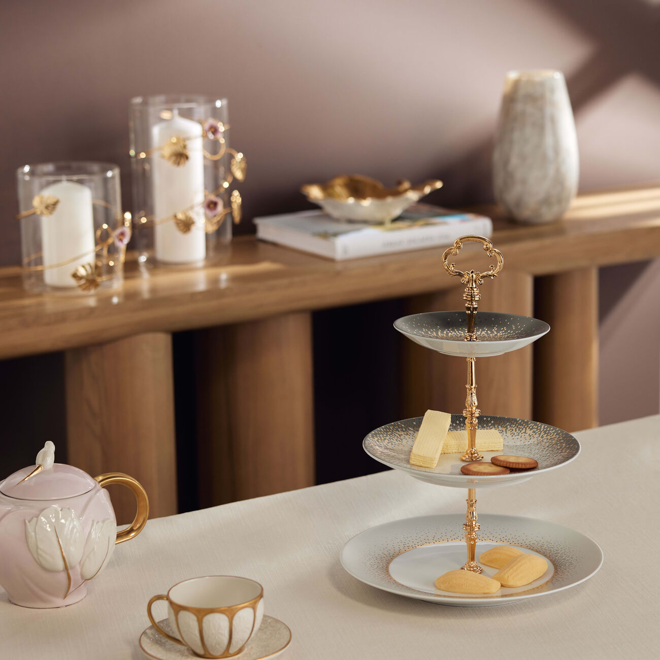 haviland souffle d or 3 tier cake stand