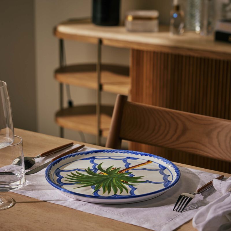 Ottomans Palm Dinner Plate Round Blue 28cm les ottomans ottomans palm dinner plate round blue 28cm