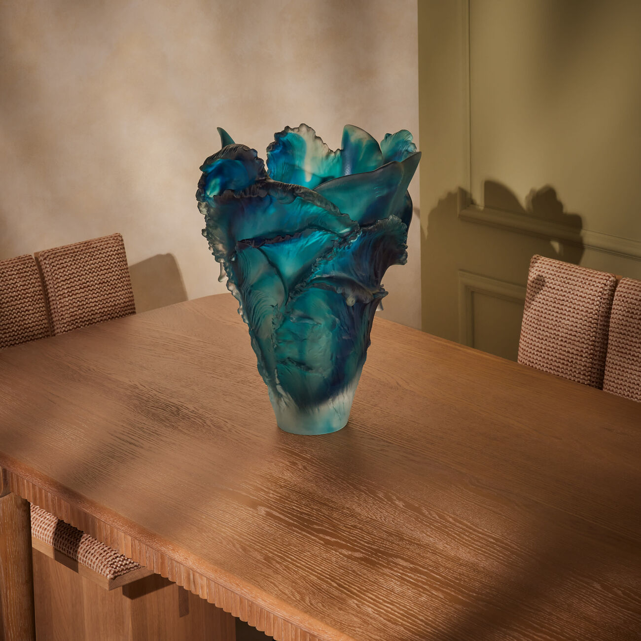 daum maya rays magnum vase large blue limited edition