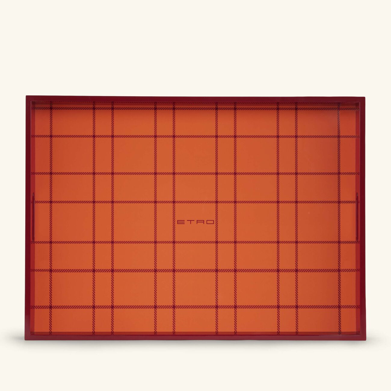 etro tartan tray rectangular large red