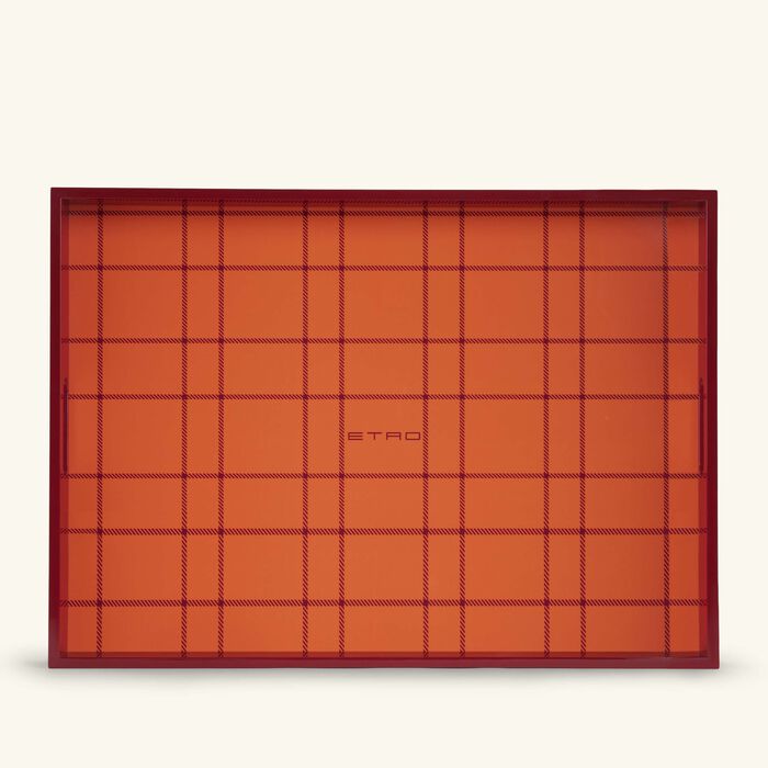 etro tartan tray rectangular large red