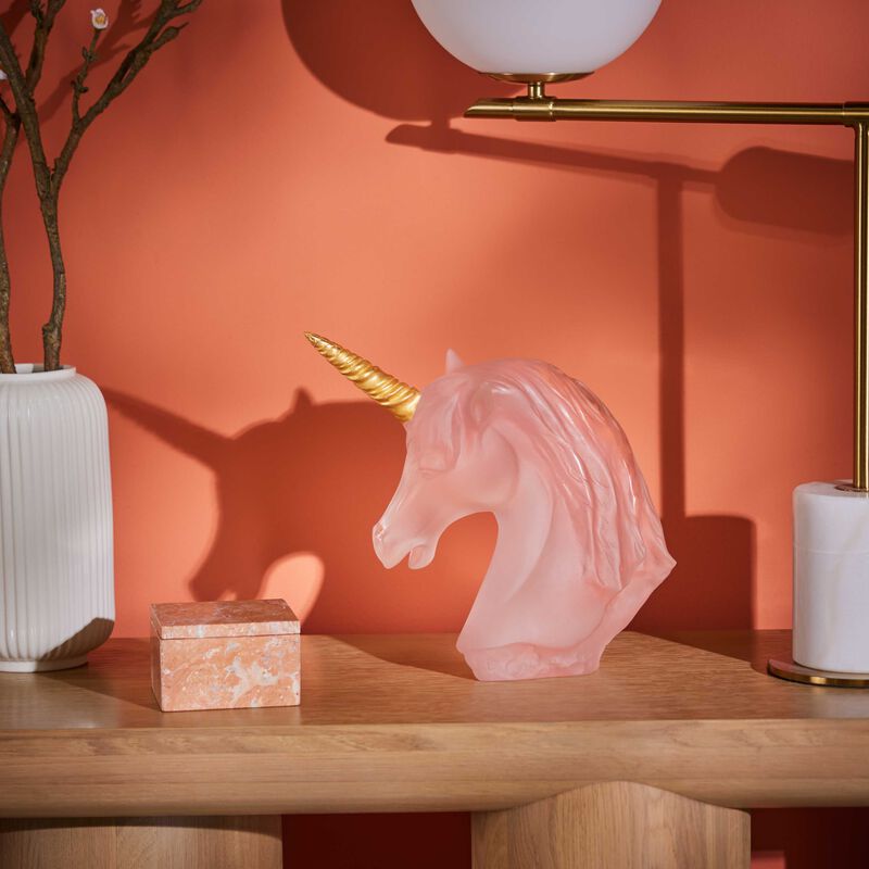 daum unicorn sculpture medium pink limited edition