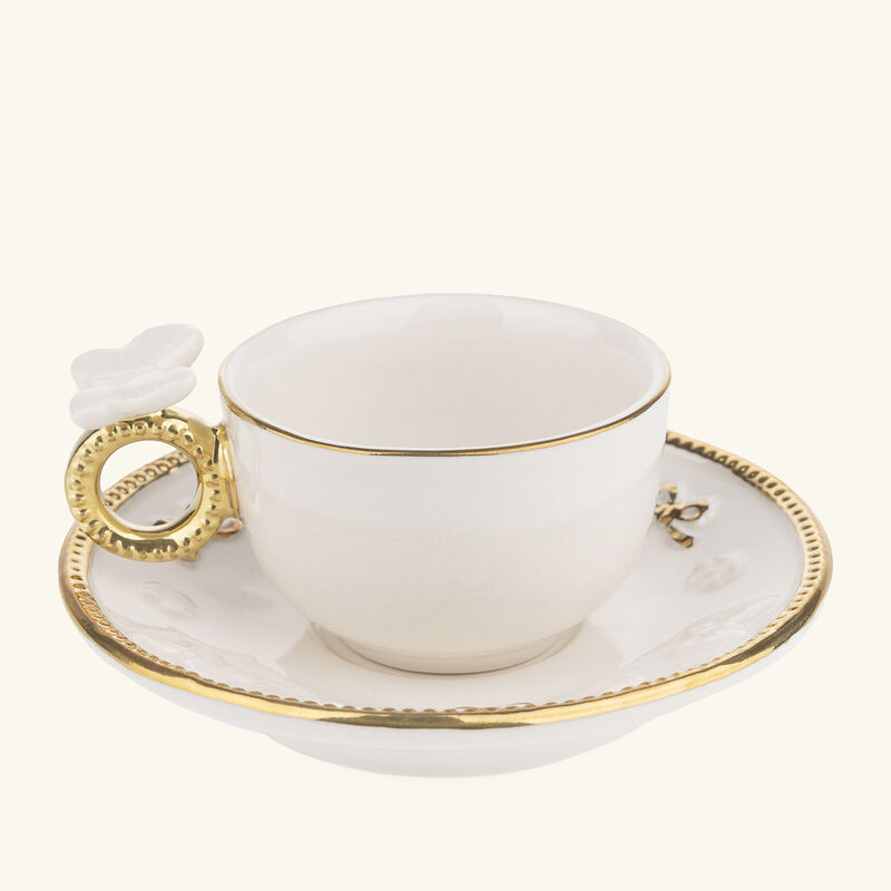 villari butterfly coffee cup saucer white