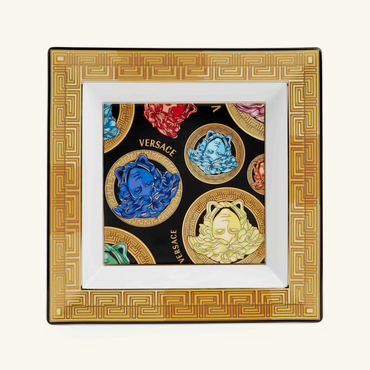 versace medusa amplified trinket tray square green 21cm