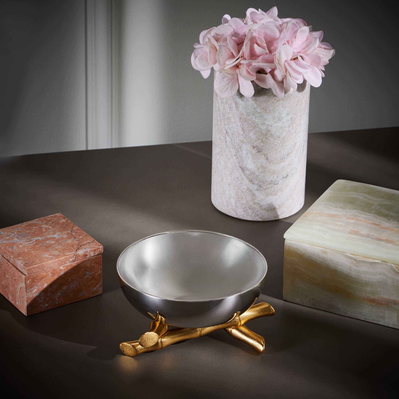 l objet bamboo evoca centerpiece medium stainless steel