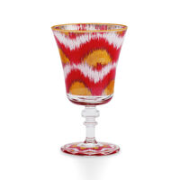 Ikat Red And Gold Glass Goblet, small
