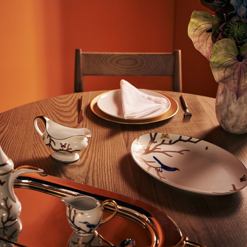 bernardaud aux oiseaux gravy boat gold