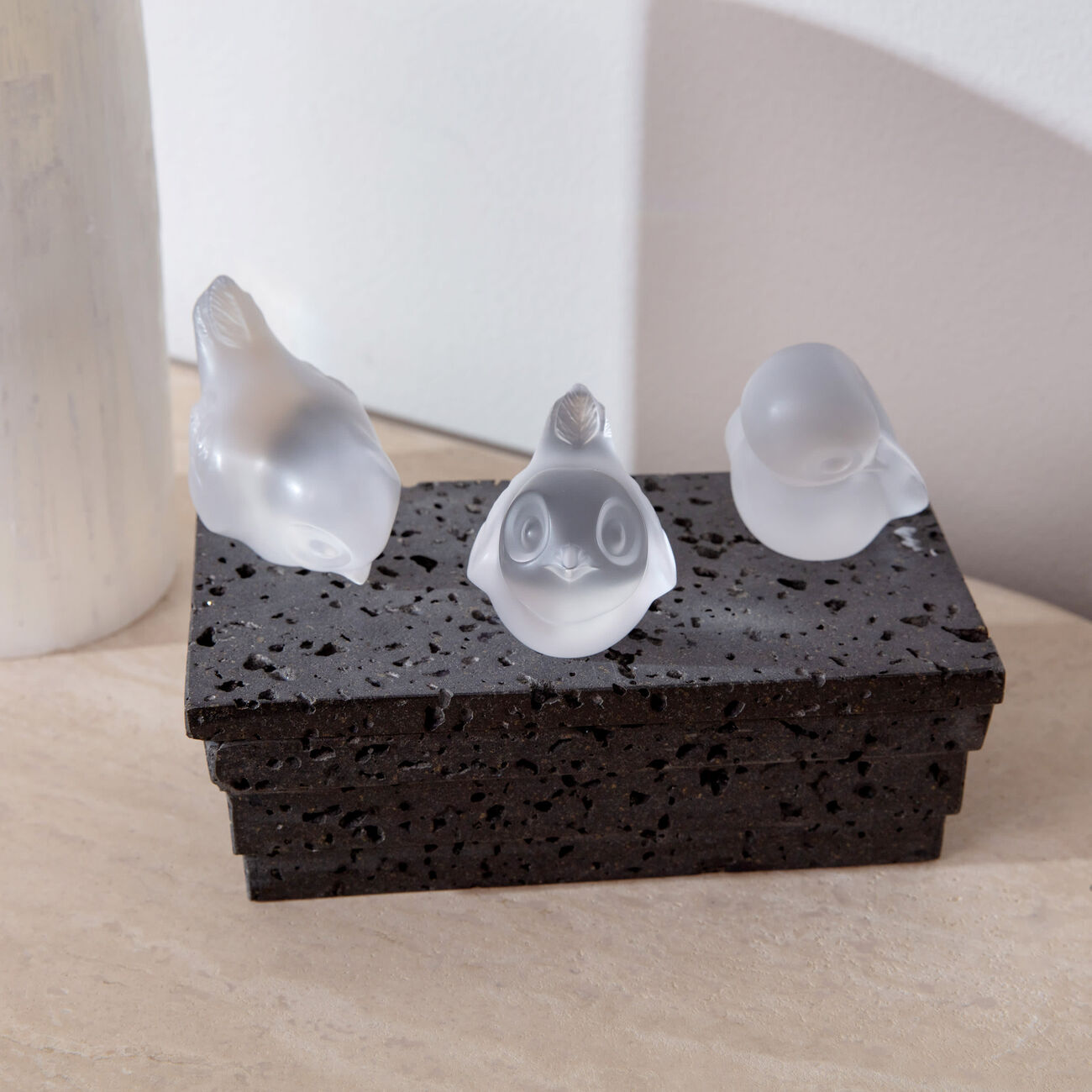 لاليك تمثال بيو على شكل طير برأس مرفوع صغير شفاف