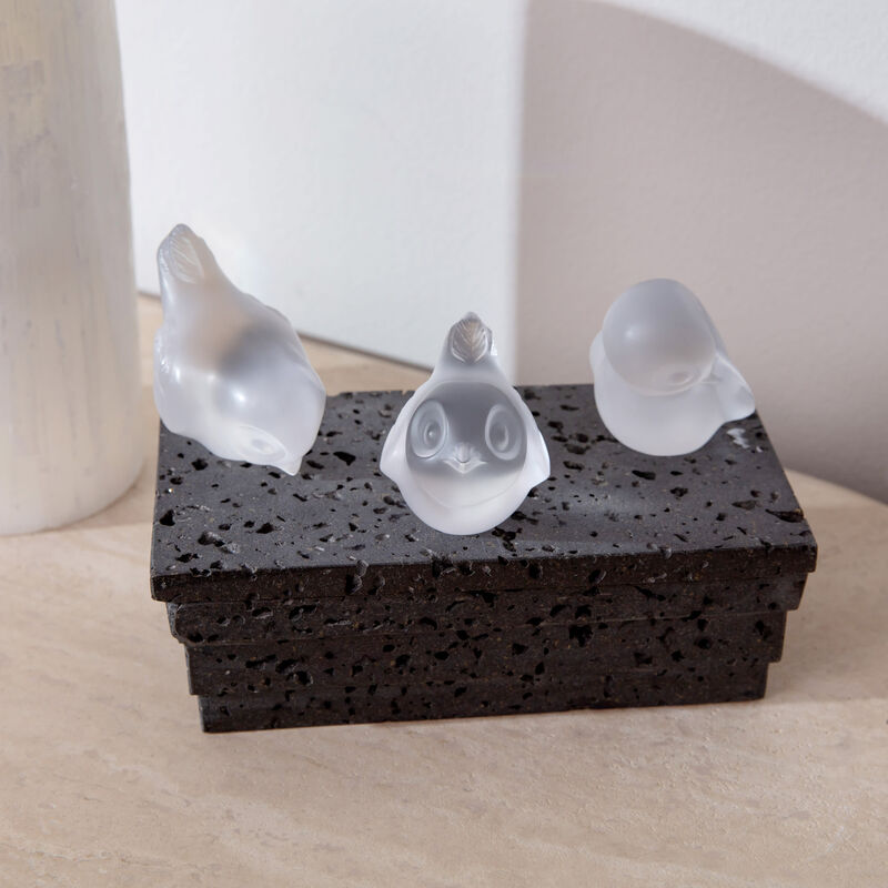 لاليك تمثال بيو على شكل طير برأس مرفوع صغير شفاف