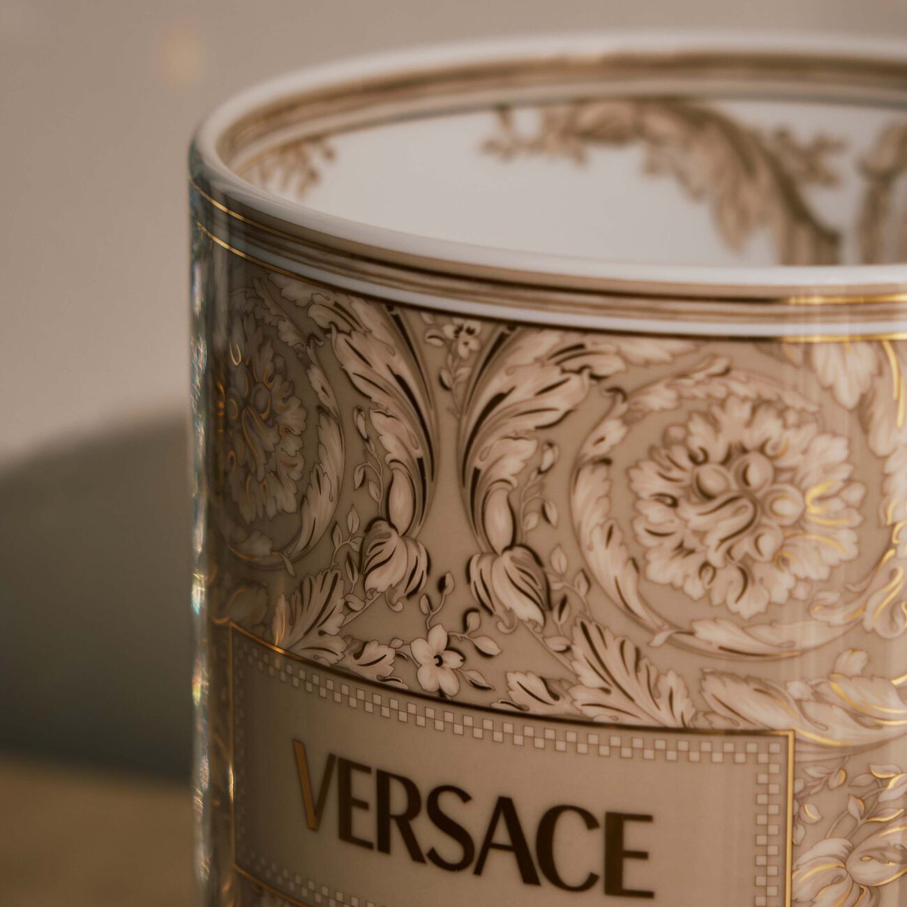 versace barocco beige vase round small