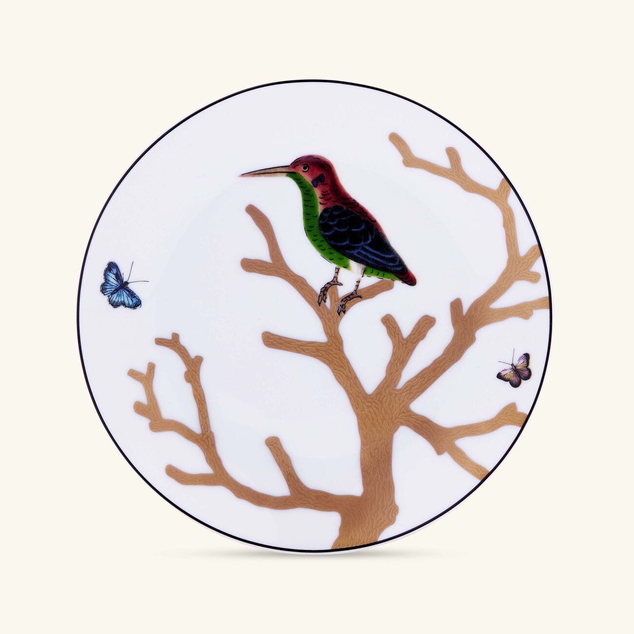 bernardaud aux oiseaux bread butter plate round gold 14cm