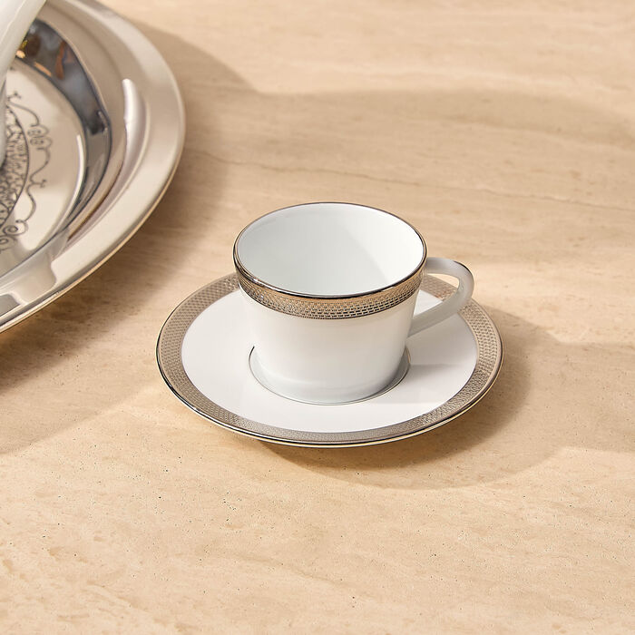 bernardaud maille platine coffee cup   saucer white