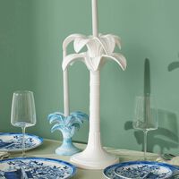 les ottomans palm trees candle holder large white
