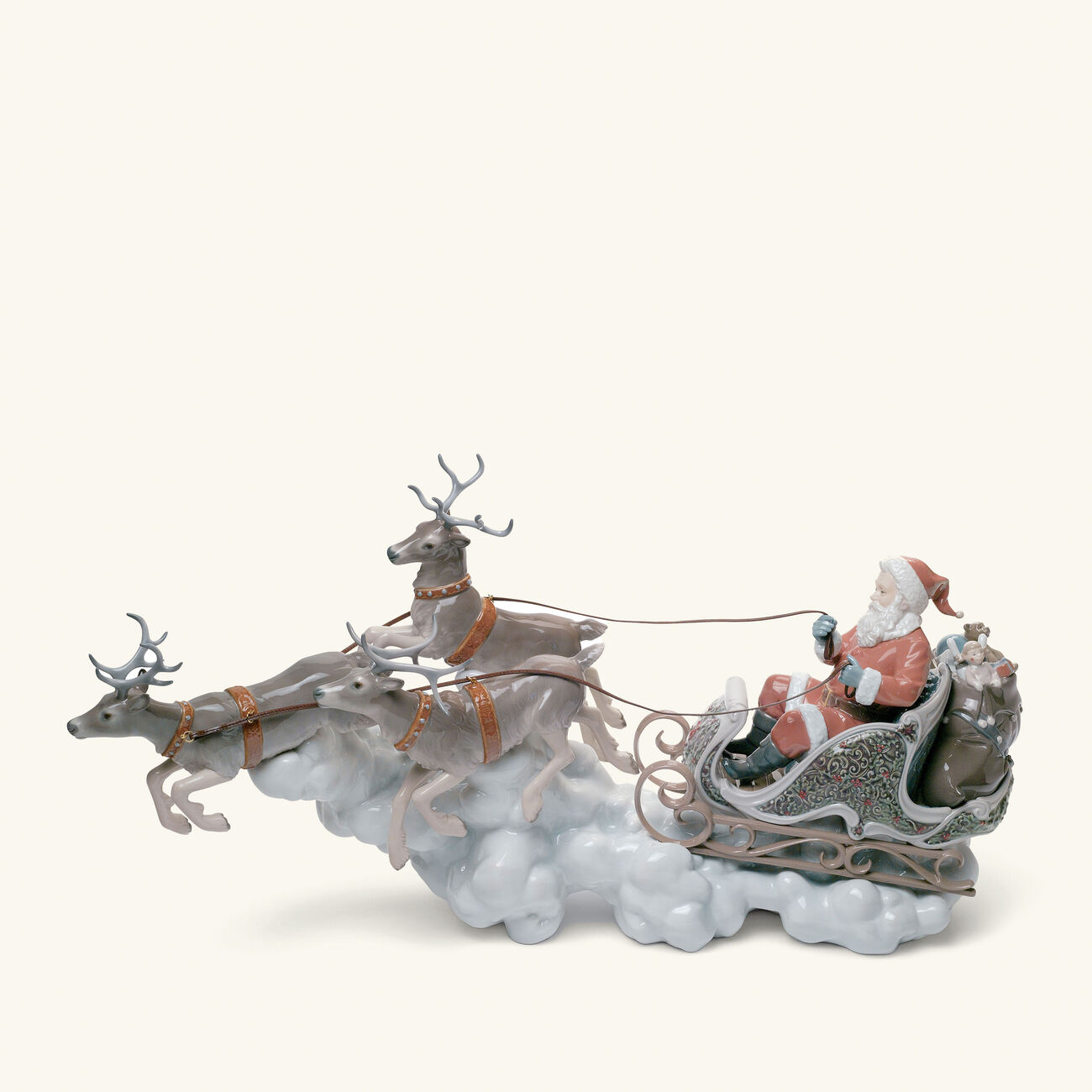 lladro santa s midnight ride sleigh sculpture medium white