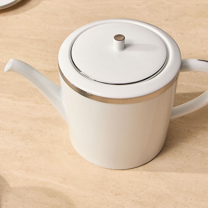 bernardaud maille platine coffee   tea pot white