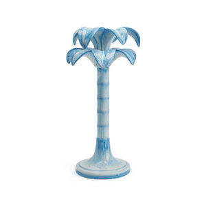 Palm Trees Candle Holder - Blue - Large, medium