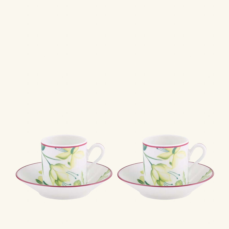 ginori 1743 florenza acanto impero coffee cup green set of 2