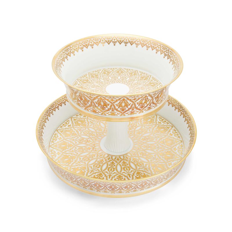 Sol Cake Stand 2 Tiers Gold bernardaud sol cake stand 2 tiers gold