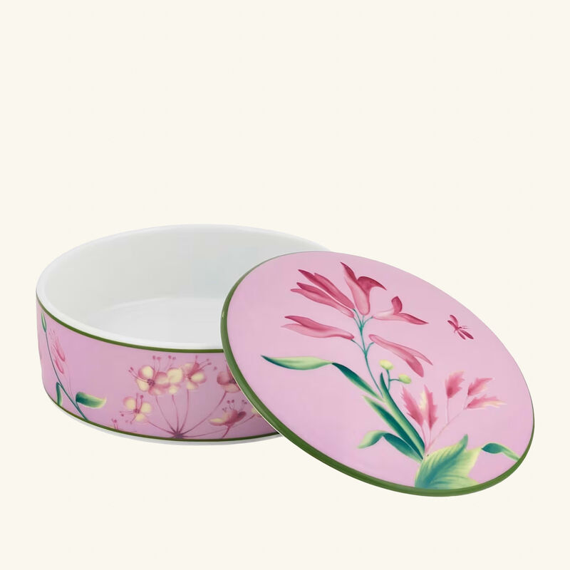 ginori 1752 florenza malva impero round trinket box with cover 13cm pink
