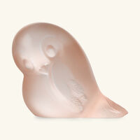 lalique piou tail down sculpture small pink