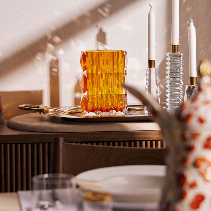 باكارا مزهرية لوكسور مستطيلة صغيرة باللون العنبري