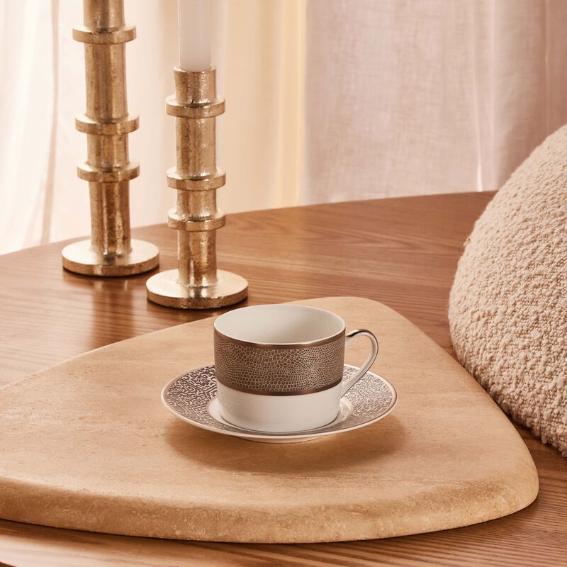 Sauvage Blanc Tea Cup & Saucer Silver bernardaud sauvage blanc tea cup saucer silver