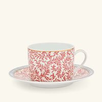 bernardaud collection braqueni tea cup saucer red set of 2