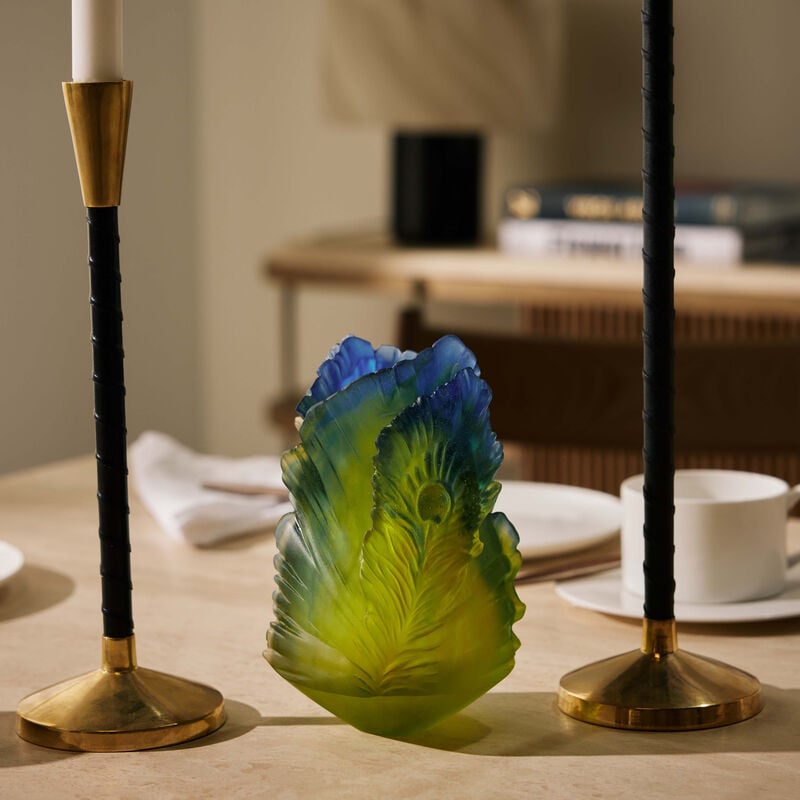 Fleur de Paon Exotique Vase Small Green Limited Edition daum fleur de paon exotique vase small green limited edition