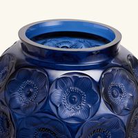 Anemones Vase Large Blue lalique anemones vase large blue