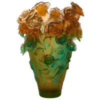 Rose Passion Green And Orange Magnum Vase With Gilded Bouquet, small