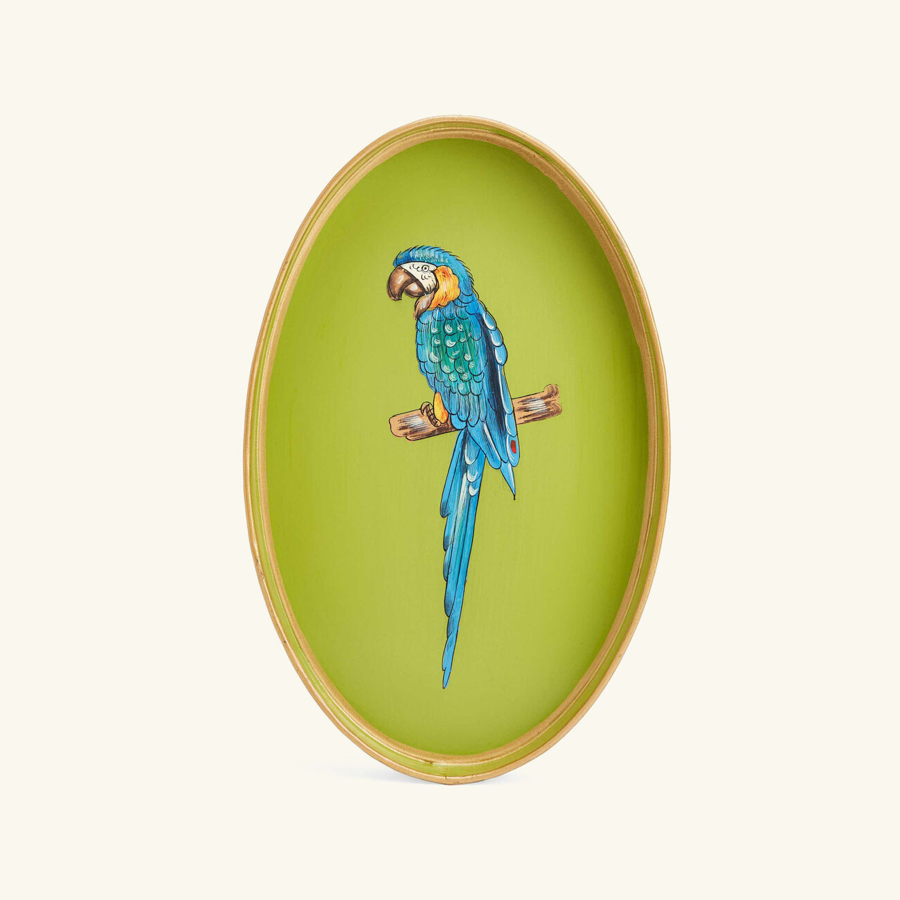 les ottomans fauna serving tray oval medium green