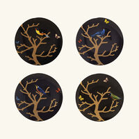 bernardaud aux oiseaux dinner plate round black 21cm set of 4