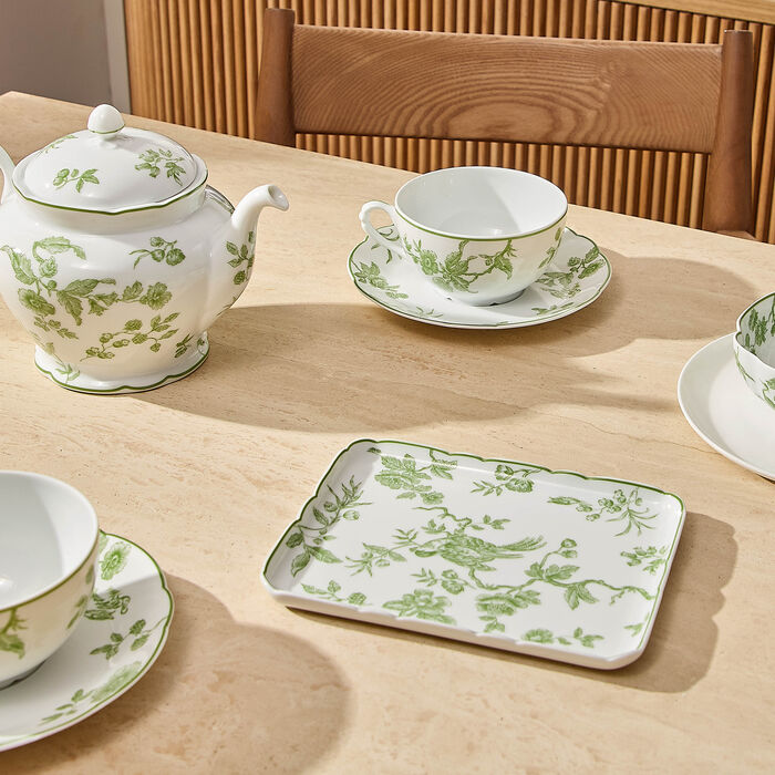 bernardaud albertine tea cup   saucer set of 2 green