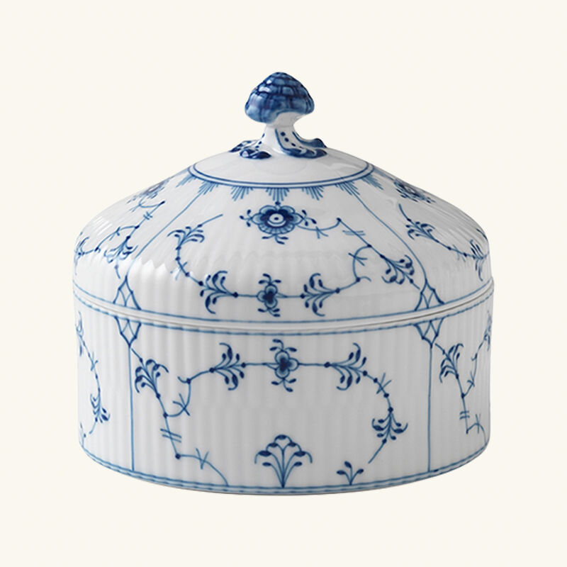 Blue Fluted Plain Bonbonniere Box White royal copenhagen blue fluted plain bonbonniere box white