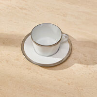 Maille Platine Moka Tea Cup & Saucer Set Of 4 White bernardaud maille platine moka tea cup saucer set of 4 white