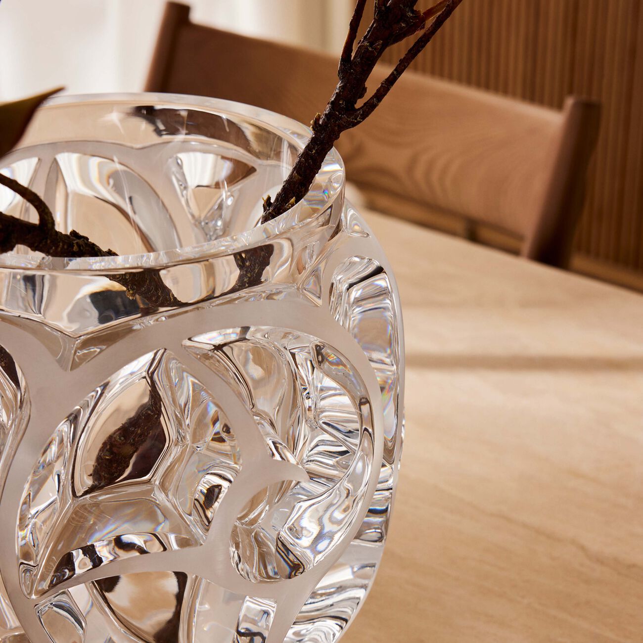 lalique tourbillons vase medium clear