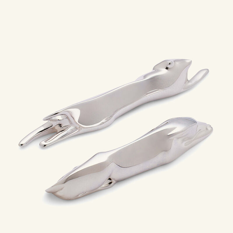 christofle gallia dog cat knife rests