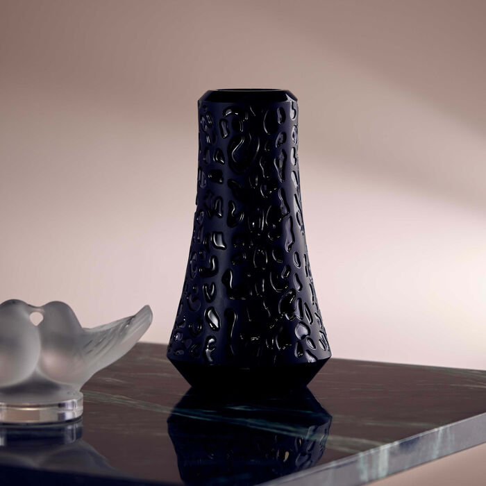 lalique panth re vase small black
