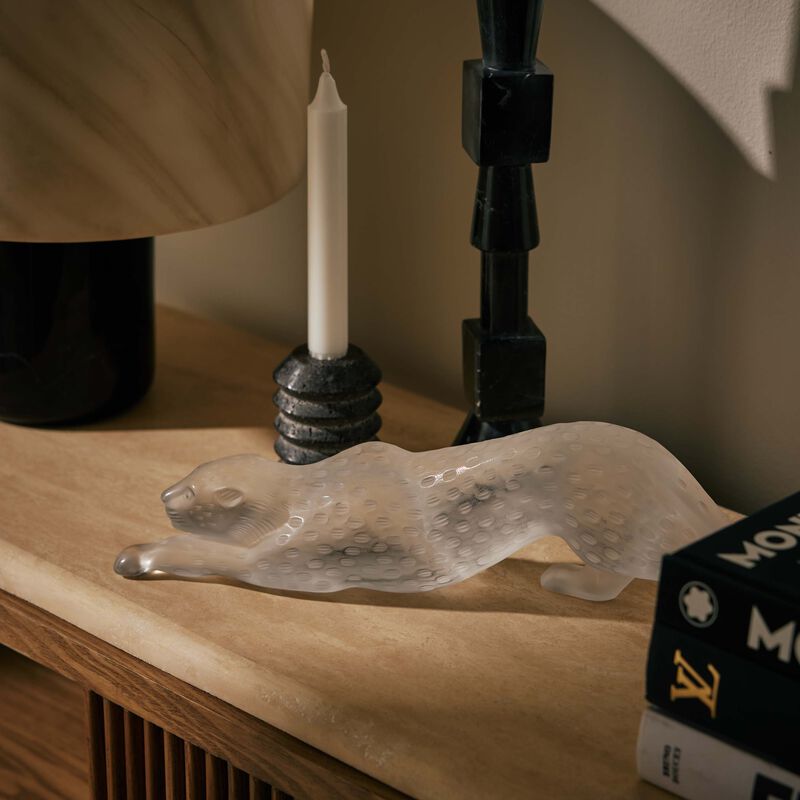 Zeila Panther Sculpture Medium Clear lalique zeila panther sculpture medium clear