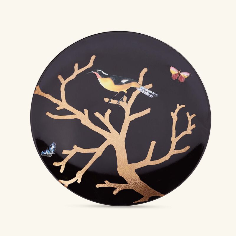 Aux Oiseaux Dinner Plate Round Black 21cm Set of 4 bernardaud aux oiseaux dinner plate round black 21cm set of 4