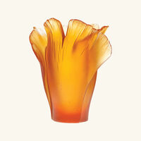 daum ginkgo vase medium yellow